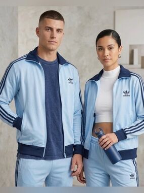 Adidas Originals Beckenbauer Unisex’s Track Jacket Light Blue Navy